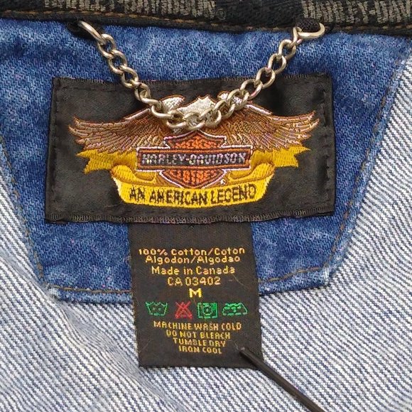 Harley Davidson Denim Jacket Women's Medium Cropped Fitted Blue Ombre' - Picture 3 of 6